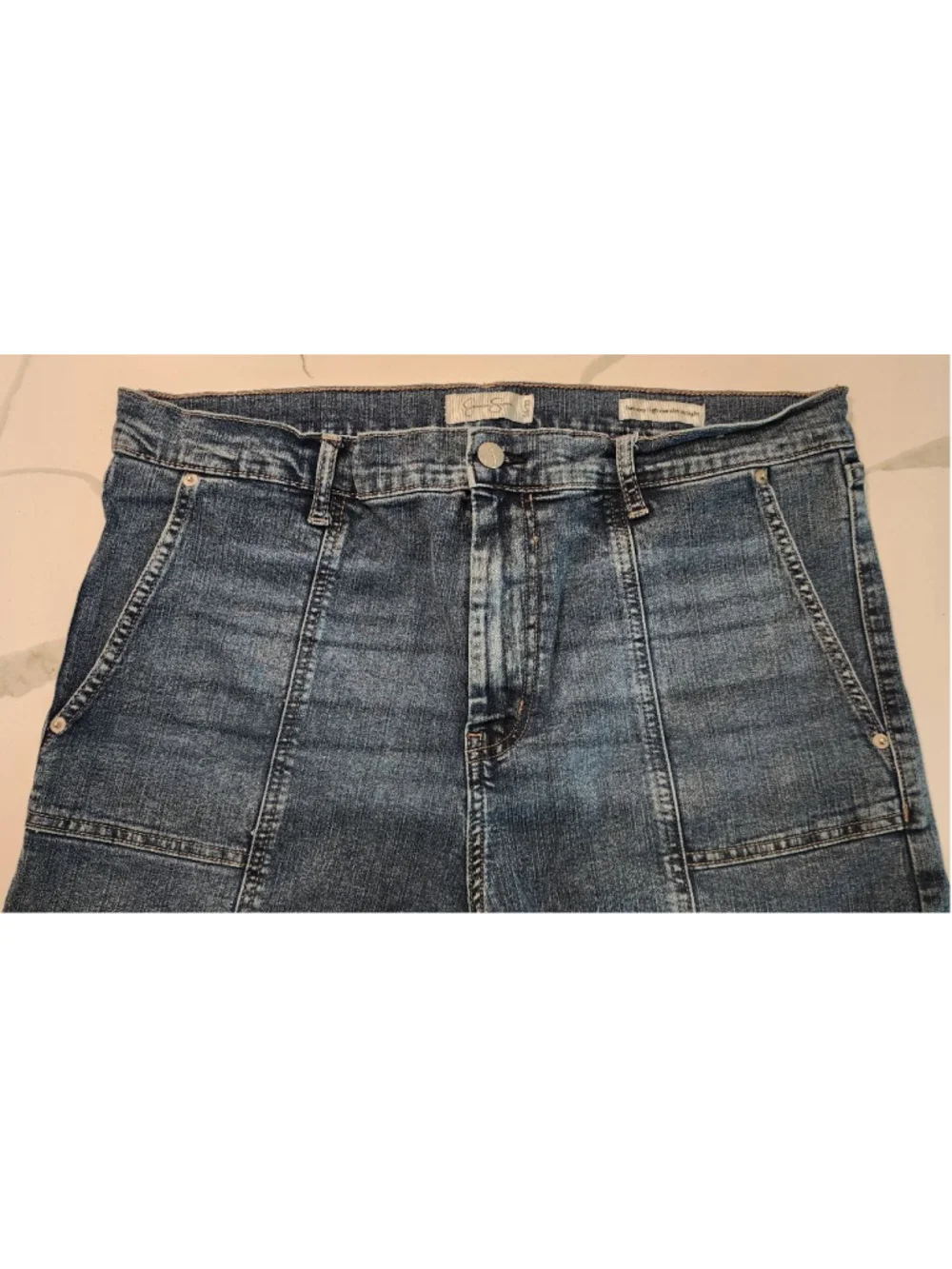 Jessica Simpson Harmony High Rise Slim Straight Cargo Jeans Size 16 Blue Denim